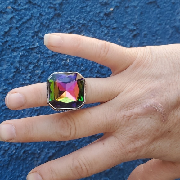 New Amazing Mystic Topaz 925 Silver Statement Ring. - Picture 10 of 16